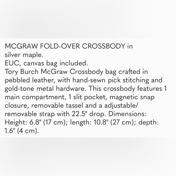 Tory Burch MCGRAW FOLD-OVER CROSSBODY, Silver Maple - Picture 14 of 14